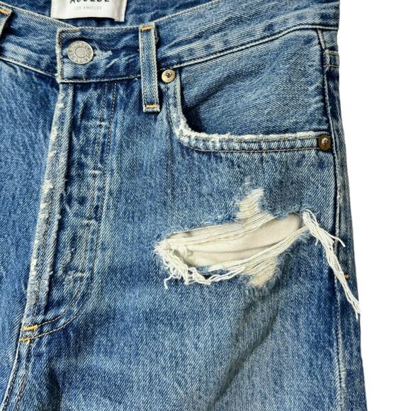 Agolde Jamie High Rise Classic Jeans Grade Wash 25 Distressed Denim Ankle - Picture 5 of 9